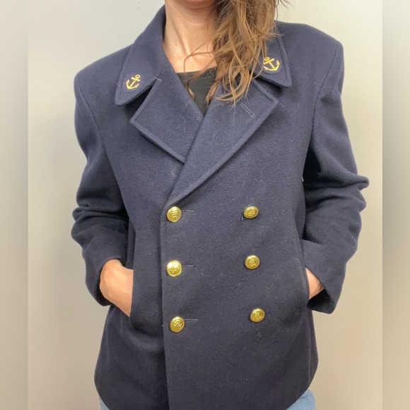 Vintage French Naval Double-Breasted Peacoat | Dark Navy | Likely Size L - Picture 11 of 13